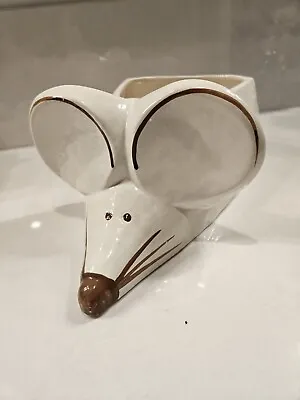 Vintage Adorable UAS Pottery Mouse Planter White Large • $29.99