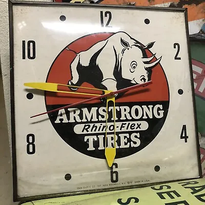 Armstrong Tires Rhino-Flex Pam Clock Co 1961 Clock Advertising Vintage • $895