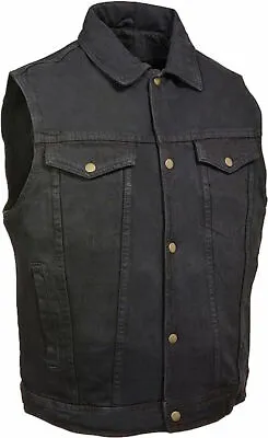 Milwaukee Leather Men's Snap Front Motorcycle Denim Vest W/ Shirt Collar -DM1331 • $47.99