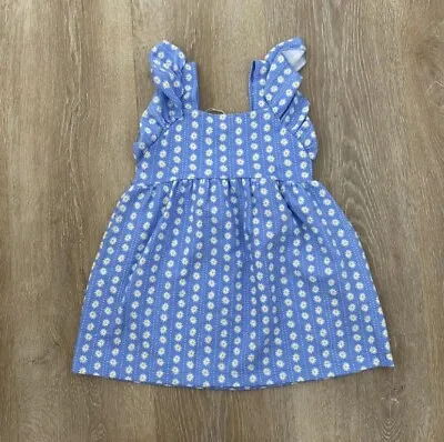 Zara Girls Blue Daisy Textured Dress 3-4Y NWT • $24.99