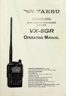 Yaesu Vx-8gr Ht Transceiver Original Instruction Manual • $17.95