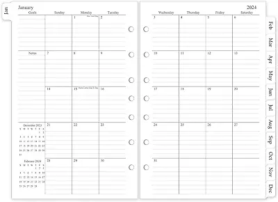 2024-2025Monthly Planner RefillPlanner Inserts For 7 Ring5.5  X 8.5  7-Hole   • $10.56