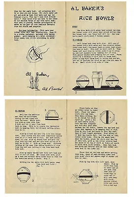 Al Baker Rice Bowls Original Instructions Sheet-4 Pages-ca. 1930s/40s-vFINE-aF • $12.24