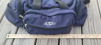 Eddie Bauer Duffle Bag 20  X 10  Large Zip Pockets Gym Bag Navy Blue EUC Travel  • $22.77