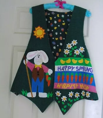 Womens Handmade Reversable Easter Bunny / Spring Floral 3D Vest Size 1/2X • $19.99