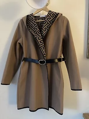 New Quiz Clothing Camel/tan/black  Aztec Wrap Jacket With Belt And Good Small • £16