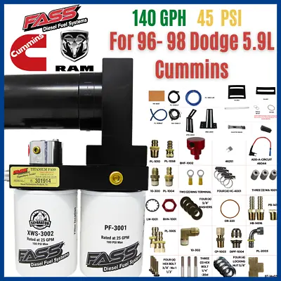 Fass Titanium Diesel Fuel Lift Pump 140GPH 45PSI For 94-98 Dodge Cummins 5.9L • $691.55