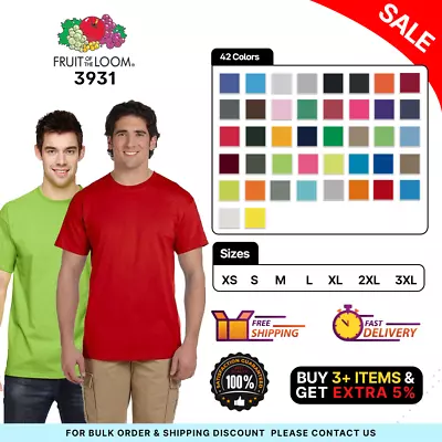 Fruit Of The Loom 3931 Mens Short Sleeve Stylish HD Cotton Plain Jersey T-Shirt • $10.19