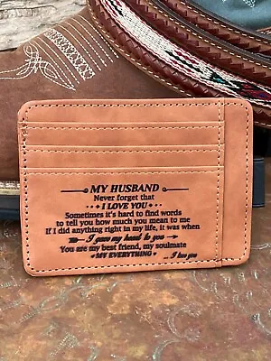 To My Husband Engraved Slim Wallet 7 Slots For Cards I LOVE YOU BIRTHDAY  Gift • $3