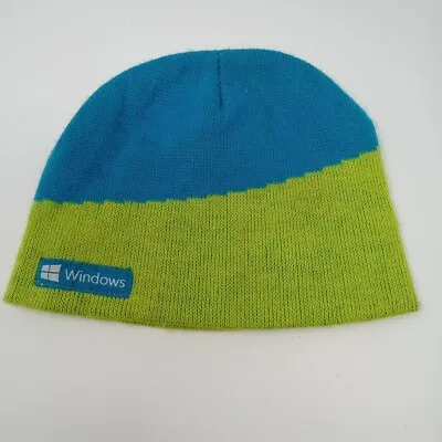 Microsoft Windows Green Blue Knit One Size Winter Beanie Cap Hat • $9.99