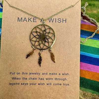 Necklace  ‘Make A Wish “Gold  🎀Fine Jewerly 18k Stainless Steel Include Pouch • $12.34