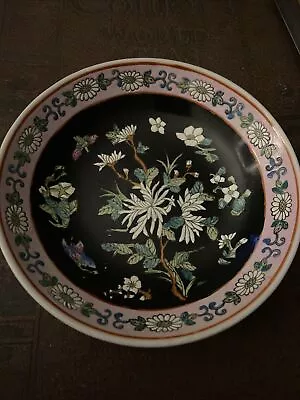 Chinese (Macau) Hand Painted (7” Diameter) Floral Bowl • $25