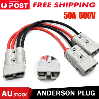 50 Amp Genuine Anderson Plug Connector Double Y Adaptor 6mm Automotive Cable New • $12.75