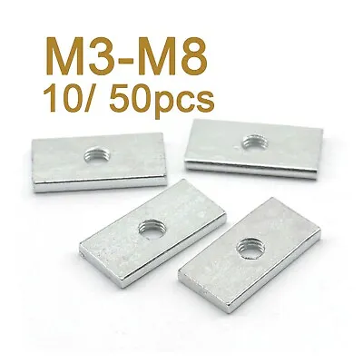 10/ 50pcs Square Nut M3 M4 M5 M6 M8 Zinc-Plated Carbon Steel Thin Rectangular • $7.99