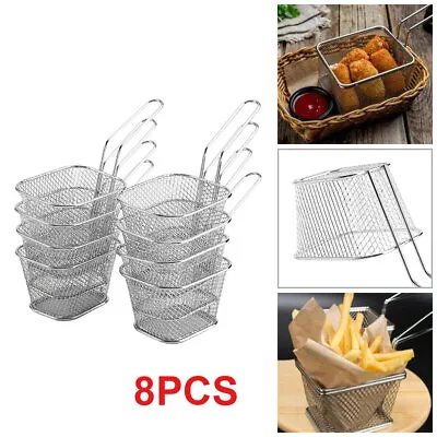 £9.55 • Buy Set Of 8 Stainless Steel Mini Chip Serving Basket Snack Food Fries Baskets