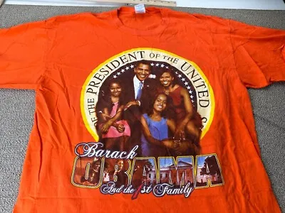 Barack Obama Shirt Inauguration Orange First Family Michelle Obama President VTG • $31.49