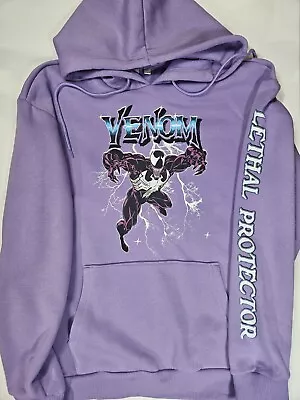 Marvel Venom Graphic Hoodie Sweatshirt Women's Small  Purple Comic Villain 90s  • £44.75