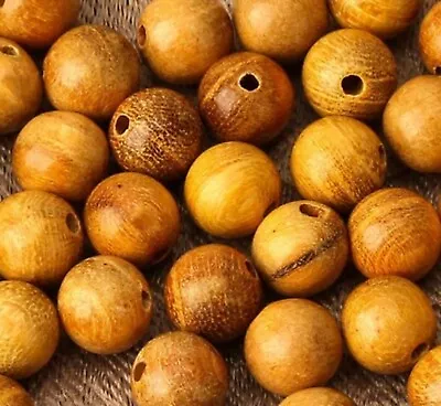 Golden Sandalwood 20 Natural Wood Beads 8mm Polished Craft Bulk Lot Set • $6.13