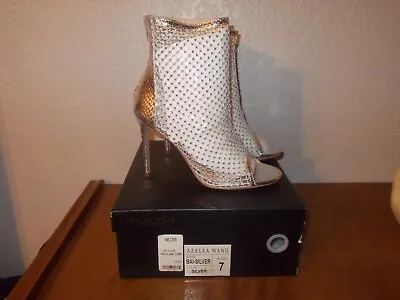 Azalea Wang Akira Rhinestones Bai-Silver 4  Heel Shoes Size 7M • £23.65