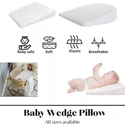 Baby Wedge Pillow Anti Reflux Colic Cushion For Pram/ Crib/ Cot Bed All Sizes • £10.50