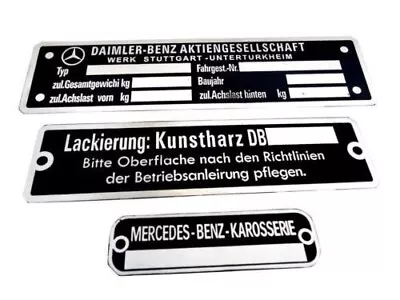 Rare Vintage Dailmer Benz Mercedes Nomenclature Data Plate Set Of Three • $37.06