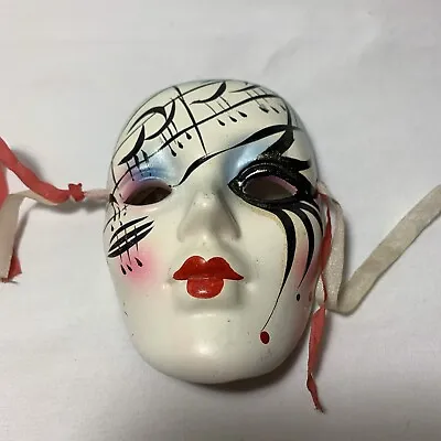 Vintage MARDI GRAS Handpainted Mask Decorative Music Face Ceramic Bisque • $14.95