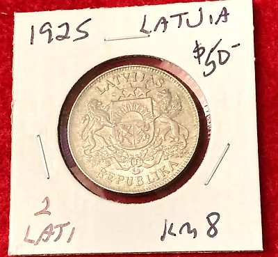 1925 Latvia 2 Lati Silver Coin • $50