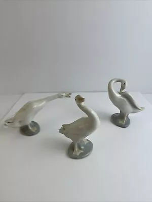 Lladro Retired Lot 3 Porcelain Geese Spain Goose Duck Figurines 4551 4552 4553 • $45