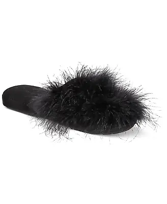 INC International Concepts Womens Size 5/6 Wedge Faux-Marabou Slippers Black • $16.99