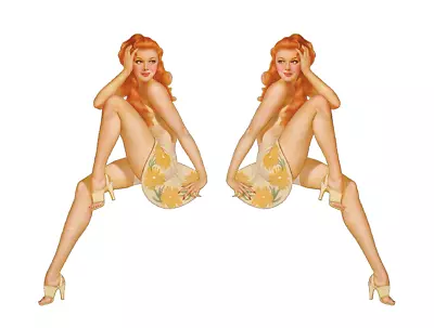 Set Of 2 Pin Up Girl (G9) 6 Inch Airplane Sticker Car Window Decal • $10.48