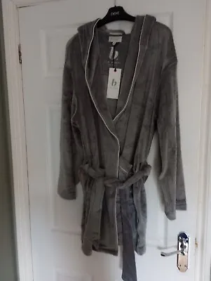 Ted Baker Grey Velour Dressing Gown Robe Hooded Medium BNWT • £32.99