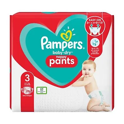 Pampers Baby Dry Nappy Pants Size 3 (6-11 Kg) - Pack Of 26 • £9.99