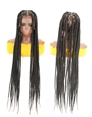 Full Lace Braided Wigs For Black Women Clearance- 36 Inches HD Full 1B Of Black • $148.97