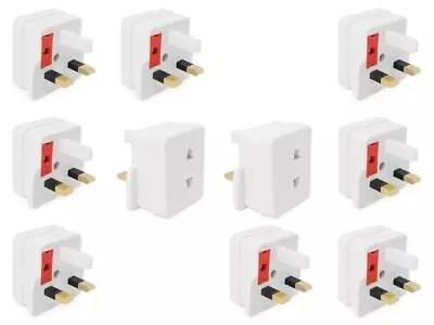 10x Two Pin Shaver Adaptor Plug UK 3 Pin Socket Plug 1 Amp Fuse Bathroom Shaving • £9.99