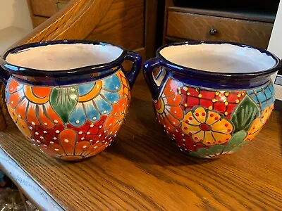 Beautiful Set Of Two Mexican Pottery Planters With Free Shipping • $79.99