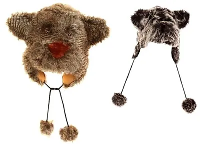 £7.99 • Buy Novelty Faux Fur Winter Hat Furry Bear Lined Pom Pom Warm Fur Hats Brown Black S