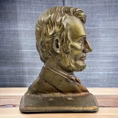 Single Abraham Lincoln Profile Cast Metal Bookend 6  Marked S221 Vintage • $11.99