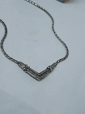 Vintage Sterling Silver And Diamond V Shaped Necklace • $129