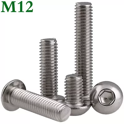 M12 - 1.75 304 Stainless Steel Button Head Hex Socket Cap Screws Bolts ISO 7380 • $10.46