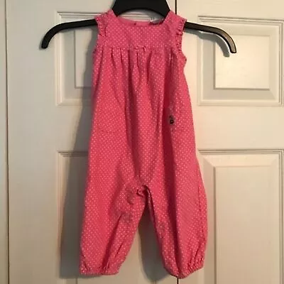 CARTER'S Size 9 Month Pink Dot Ruffle Jumper Girl's Bear Sleeveless One Piece • $9.99