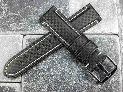 NEW 22mm Black CARBON FIBER Leather Strap Watch Band Timewalker MONTBLANC  22 Z • $29.99