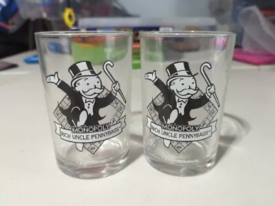 VTG Lot Of 2-1996 McDonald’s Monopoly Glass Cup Rich Uncle Pennybags • $6.25