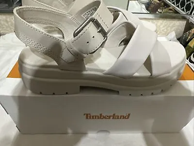 Womens Timberland London Vibe Ankle Strap White Full Grain Leather Sandal Size 9 • £101.20