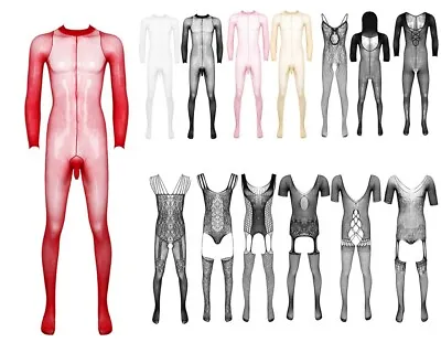 Men Sissy Body Stocking Pantyhose Fishnet Bodysuit Costumes Nightwear Tights  • £11.86