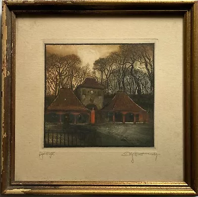 £53.38 • Buy Aquatinta Etching Houses In Front Of Large Trees Bachmann Signed 40.3 X 40.8 Cm