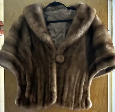 Vintage Brown Mink Stole With Button Closure Size L • $75