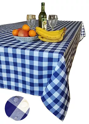 Tektrum 60 X84  Rectangle Tablecloth-Waterproof/Wrinkle Free- Blue/White Checker • $21.95