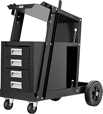 Rolling Welding Cart With 4 Drawers Upgraded Wheels And Tank Storage For TIG MIG • $181.99