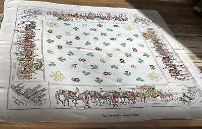 Vintage QE11 Coronation 1953 Large Acetate Head Square Neck Scarf. 83cm X 84cm • $35