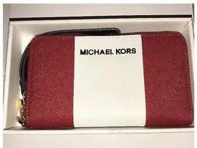 BNIB Michael Kors Red/White Leather Clutch For IPhone 6/5/5S/5c/4S Gift Idea! • £49.99